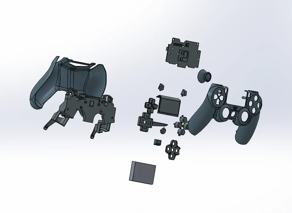 DualShock 4, rebuilt: I modeled a PS4 controller in SolidWorks, part by part.